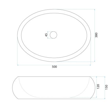 REA-U7348 - Umývadlo na dosku MIKA 38x50 cm oranžová/béžová/imitácia kameňa