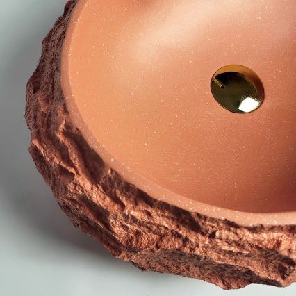 REA-U7349 - Umývadlo na dosku MIKA 38x50 cm, oranžové / imitácia kameňa