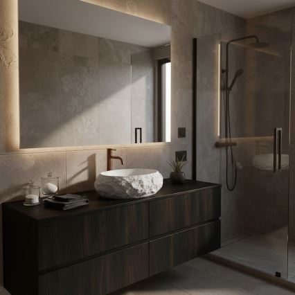 REA-U7350 - Umývadlo na dosku MIKA 38x50 cm biele/imitácia kameňa