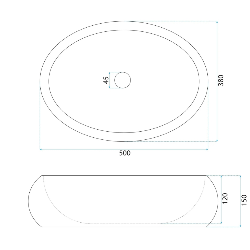 REA-U7350 - Umývadlo na dosku MIKA 38x50 cm biele/imitácia kameňa