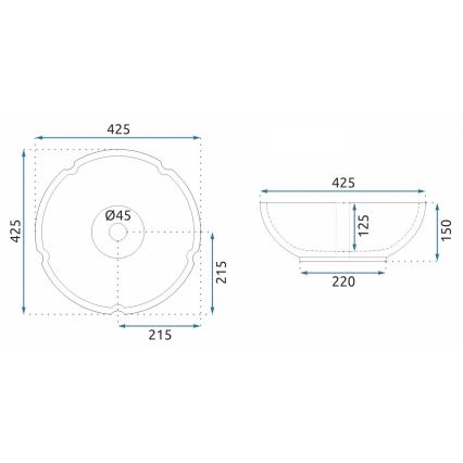 REA-U7504 - Umývadlo na dosku FELICIA priemer 42,5 cm keramika/kvetinový vzor