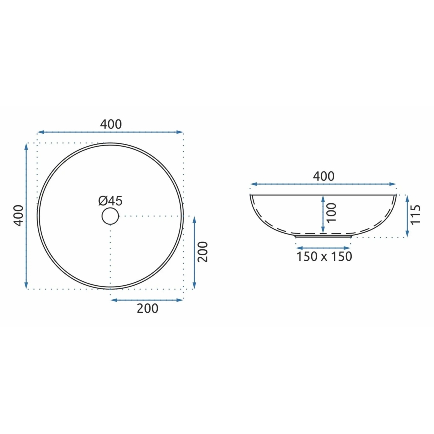 REA-U8002 - Umývadlo na dosku ARTE 40 cm keramika/biela/čierna
