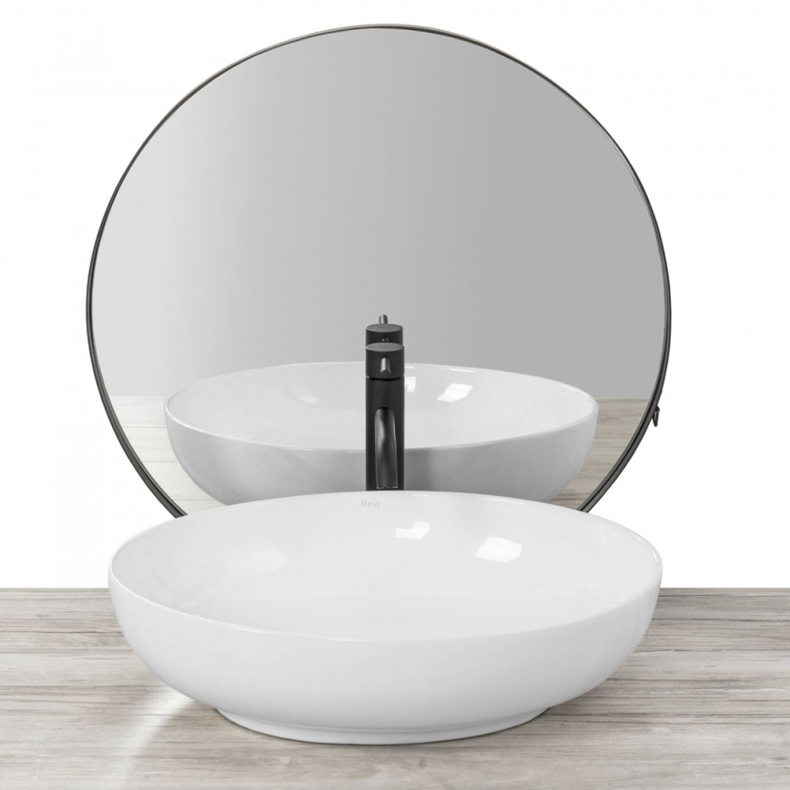REA-U8198 - Umývadlo na dosku CAROLA SLIM 39x51,5 cm keramika/lesklá biela