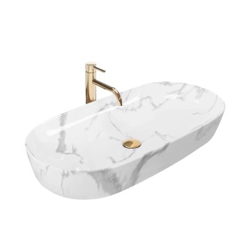 REA-U8403 - Umývadlo na dosku CLEO 41x81 cm, keramika / mramorový dekor