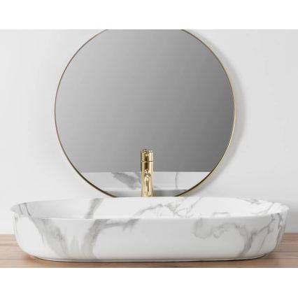 REA-U8403 - Umývadlo na dosku CLEO 41x81 cm, keramika / mramorový dekor