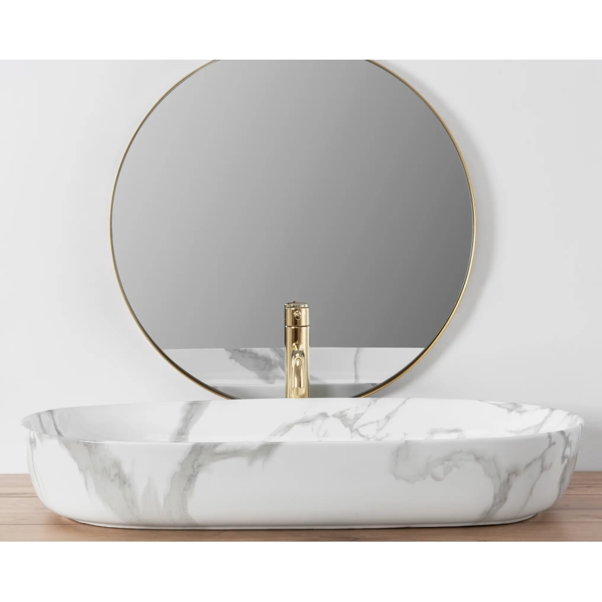 REA-U8403 - Umývadlo na dosku CLEO 41x81 cm, keramika / mramorový dekor