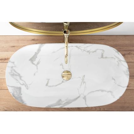 REA-U8403 - Umývadlo na dosku CLEO 41x81 cm, keramika / mramorový dekor