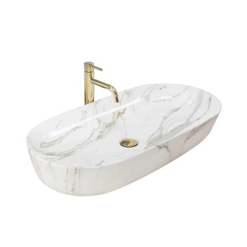 REA-U8404 - Umývadlo na dosku CLEO 41x81 cm keramika/biela/mramorový dekor