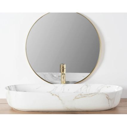 REA-U8404 - Umývadlo na dosku CLEO 41x81 cm keramika/biela/mramorový dekor