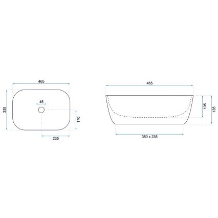 REA-U8470 - Umývadlo na dosku BELINDA 33,5x46,5 cm keramika/matná čierna