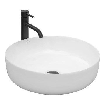 REA-U8493 - Umývadlo na dosku ELMA priemer 45 cm keramika/lesklá biela