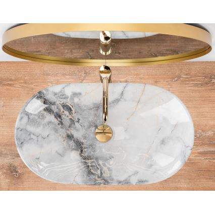 REA-U8596 - Umývadlo na dosku ROYAL 36x62,5 cm keramika/biela/sivá/imitácia kameňa