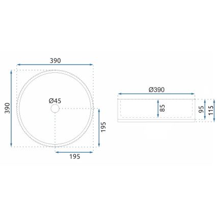 REA-U8880 - Umývadlo na dosku CRISTAL priemer 39 cm sklo/dymová sivá