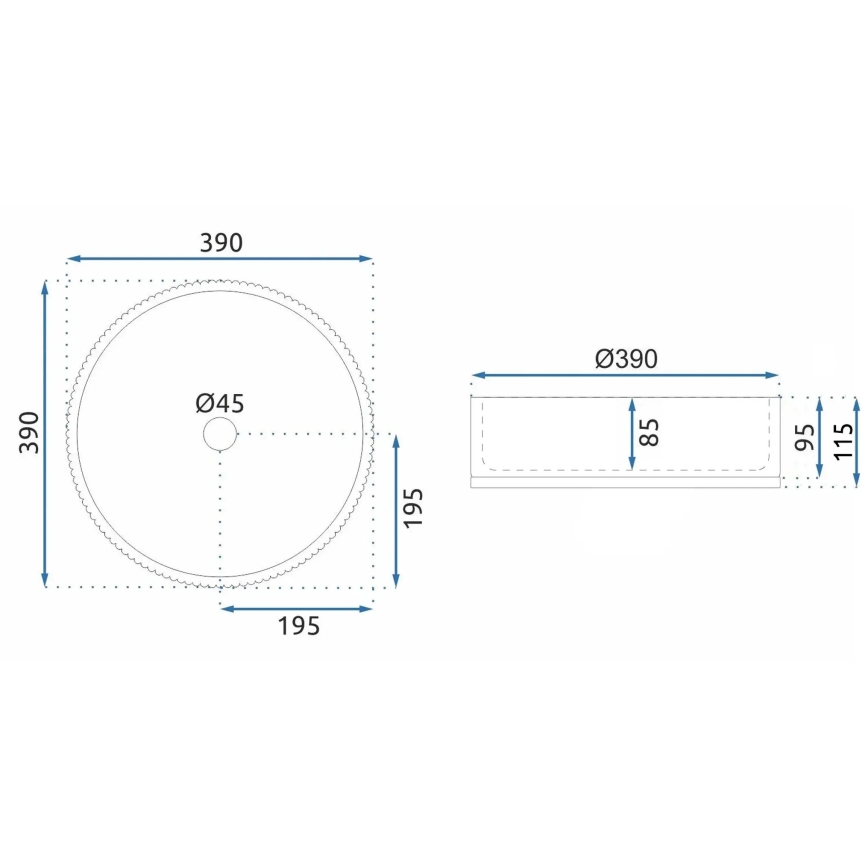 REA-U8880 - Umývadlo na dosku CRISTAL priemer 39 cm sklo/dymová sivá
