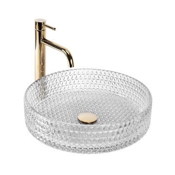 REA-U8881 - Umývadlo na dosku CRISTAL Ø 39 cm sklo/číre