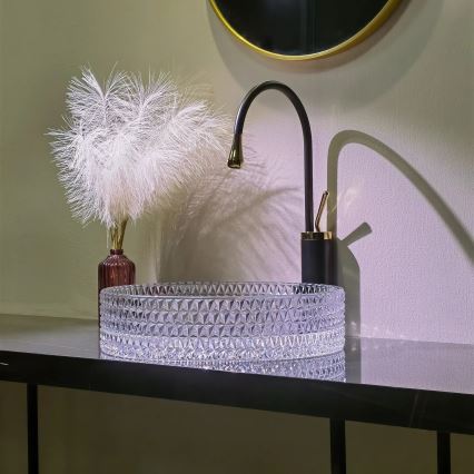 REA-U8881 - Umývadlo na dosku CRISTAL Ø 39 cm sklo/číre