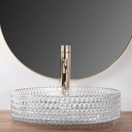 REA-U8881 - Umývadlo na dosku CRISTAL Ø 39 cm sklo/číre