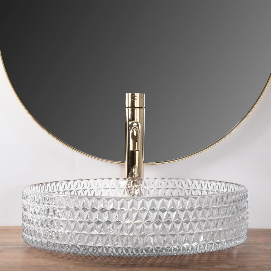 REA-U8881 - Umývadlo na dosku CRISTAL Ø 39 cm sklo/číre