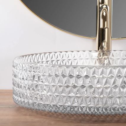 REA-U8881 - Umývadlo na dosku CRISTAL Ø 39 cm sklo/číre