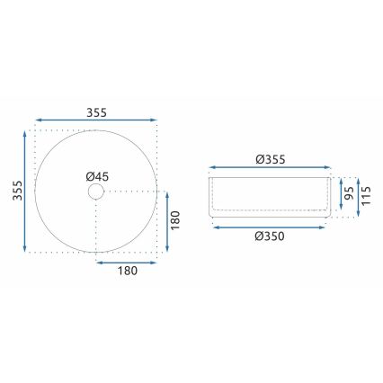 REA-U9670 - Umývadlo na dosku CRISTAL 35,5 cm sklo/priehľadné