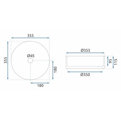 REA-U9671 - Umývadlo na dosku CRISTAL pr. 35,5 cm sklo/dymovo sivá