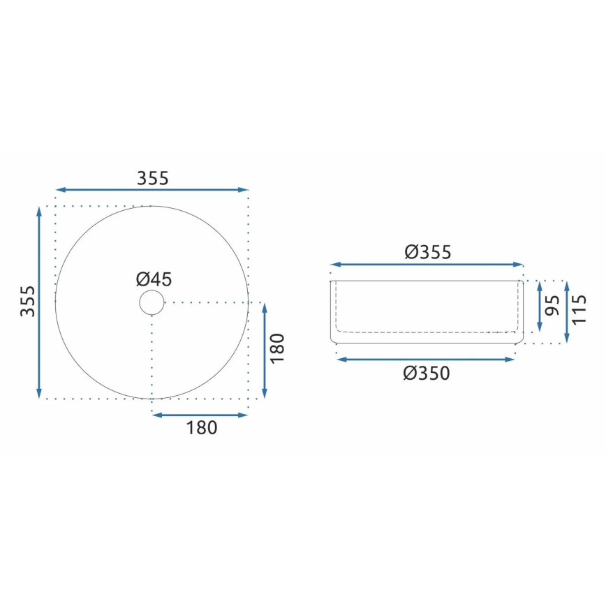 REA-U9671 - Umývadlo na dosku CRISTAL pr. 35,5 cm sklo/dymovo sivá