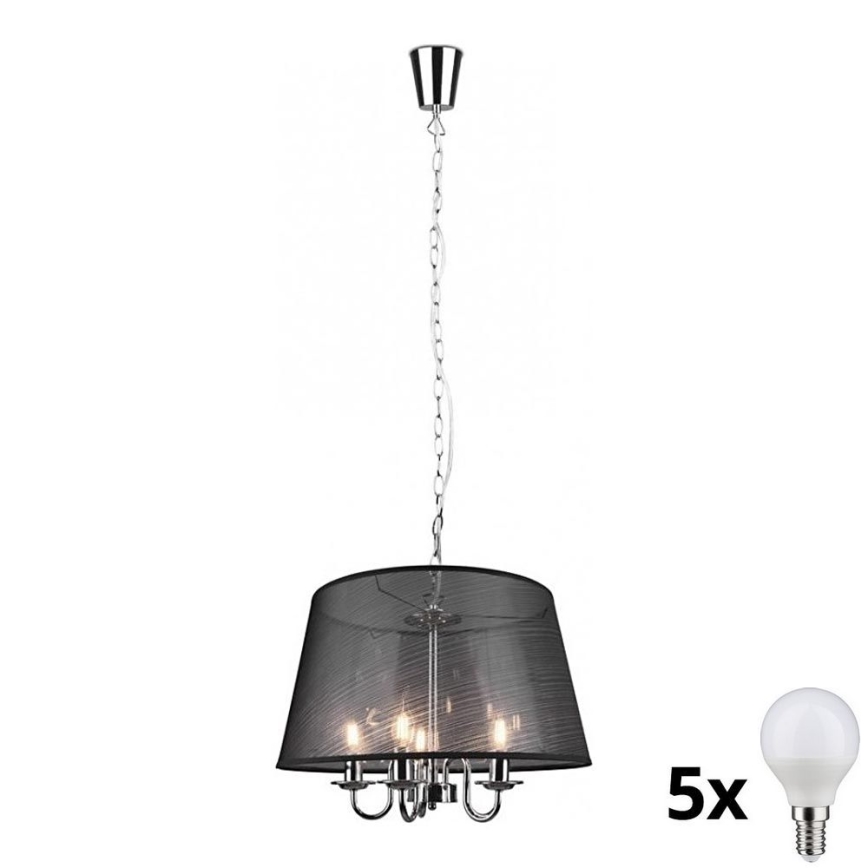 Reality - LED Luster na reťazi CIMA 5xE14/40W/230V čierna