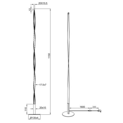 Reality - LED Stmievateľná stojacia lampa SPIN LED/10,5W/230V