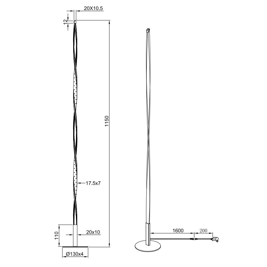Reality - LED Stmievateľná stojacia lampa SPIN LED/10,5W/230V