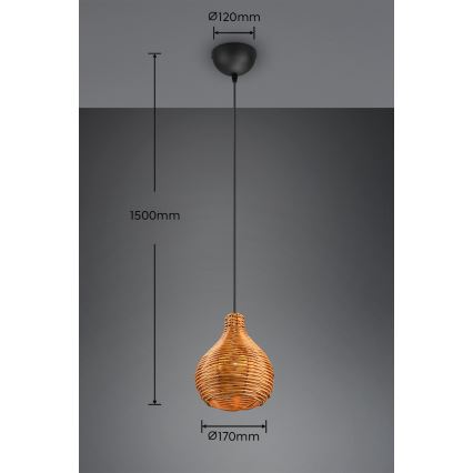 Reality - Luster na lanku SPROUT 1xE14/40W/230V hnedá/ratan