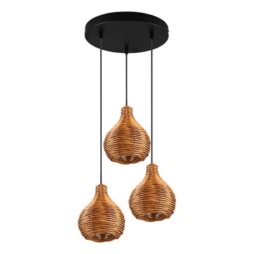 Reality - Luster na lanku SPROUT 3xE14/40W/230V hnedá/ratan