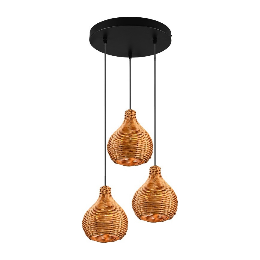 Reality - Luster na lanku SPROUT 3xE14/40W/230V hnedá/ratan