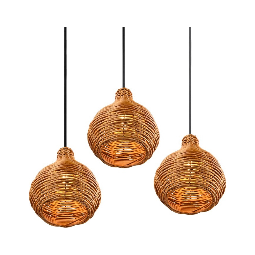 Reality - Luster na lanku SPROUT 3xE14/40W/230V hnedá/ratan