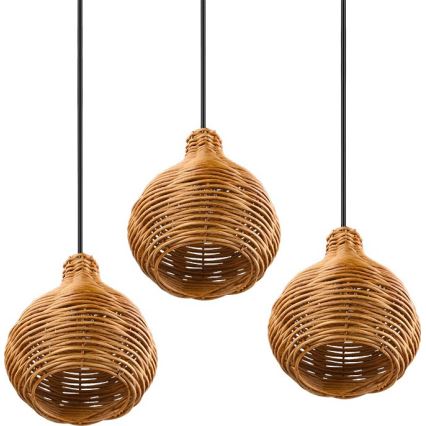 Reality - Luster na lanku SPROUT 3xE14/40W/230V hnedá/ratan