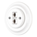 Reblig - Biela porcelánová retro ethernetová zásuvka s rámčekom 2x CAT.5E