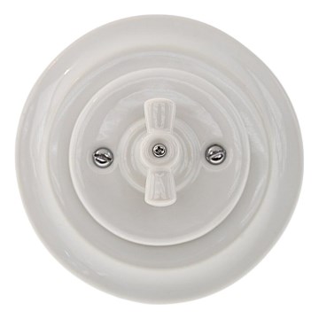 Reblig - Porcelánový retro otočný vypínač s rámčekom č. 7 biely