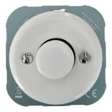 Reblig - Porcelánový retro stmievač bez rámčeka 250V/10A biely