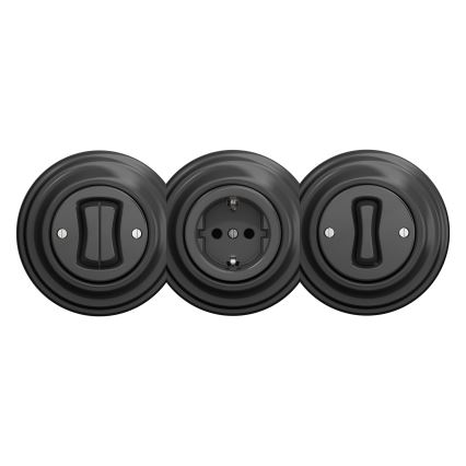 Reblig - Retro domová zásuvka bez rámčeka SCHUKO 230V/16A antracit