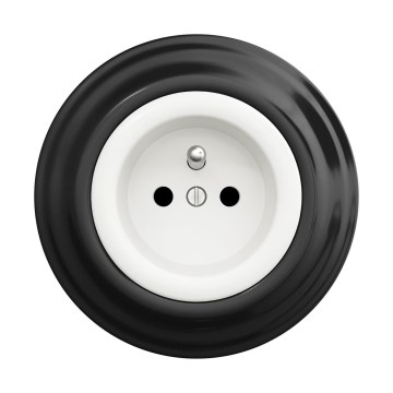 Reblig - Retro domová zásuvka s rámčekom 230V snehovo biela/čierna