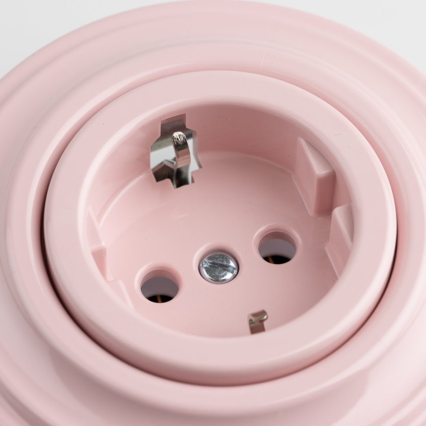 Reblig - Retro domová zásuvka s rámčekom SCHUKO 230V/16A staroružová
