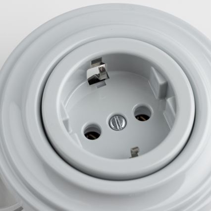 Reblig - Retro domová zásuvka s rámikom SCHUKO 230 V/16 A sivá