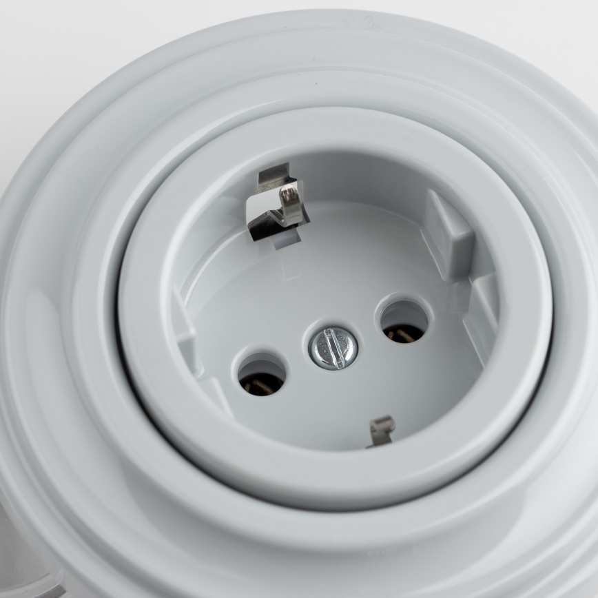 Reblig - Retro domová zásuvka s rámikom SCHUKO 230 V/16 A sivá
