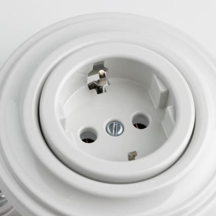 Reblig - Retro domová zásuvka s rámikom SCHUKO 230V/16A snehovo biela