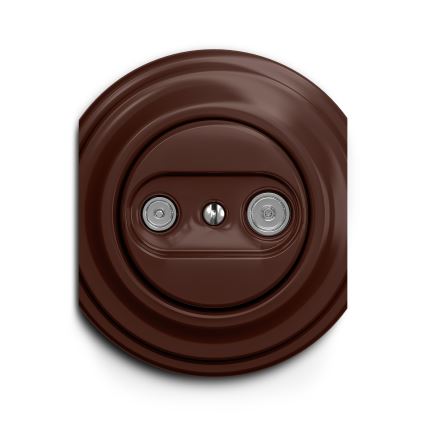 Reblig - Retro účastnícka zásuvka TV+R (priebežná) bez rámčeka hnedá