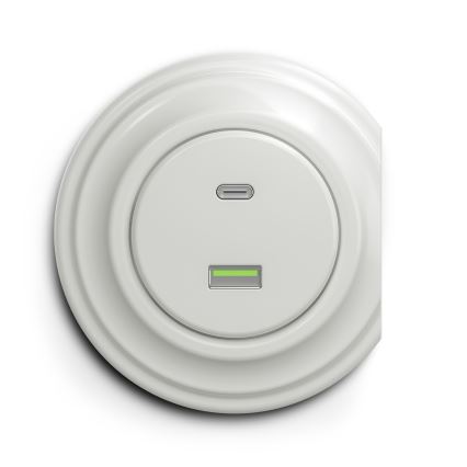 Reblig - Retro USB zásuvka A+C bez rámčeka keramická biela