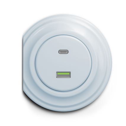 Reblig - Retro USB zásuvka A+C bez rámčeka modrá