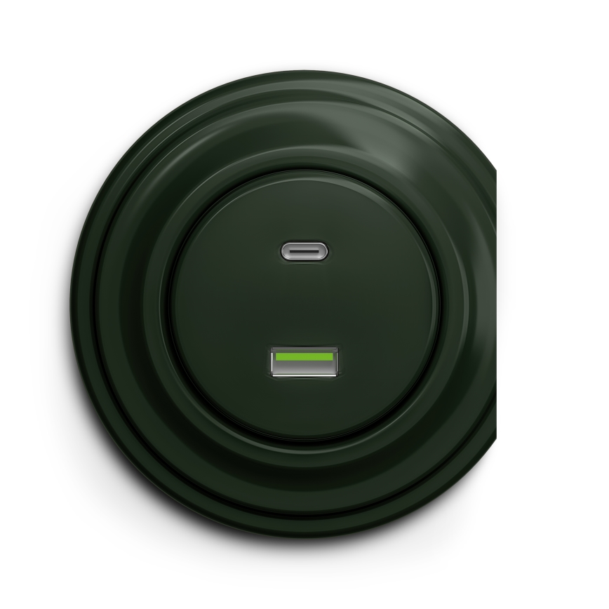 Reblig - Retro USB zásuvka A+C bez rámčeka zelená