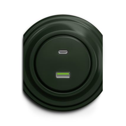 Reblig - Retro USB zásuvka A+C bez rámčeka zelená