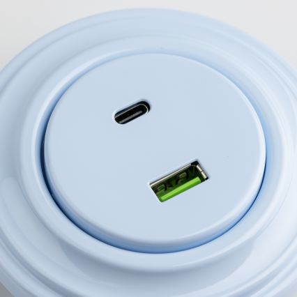 Reblig - Retro USB zásuvka A+C s rámčekom modrá