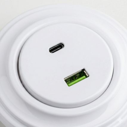 Reblig - Retro USB zásuvka A+C s rámčekom snehovo biela